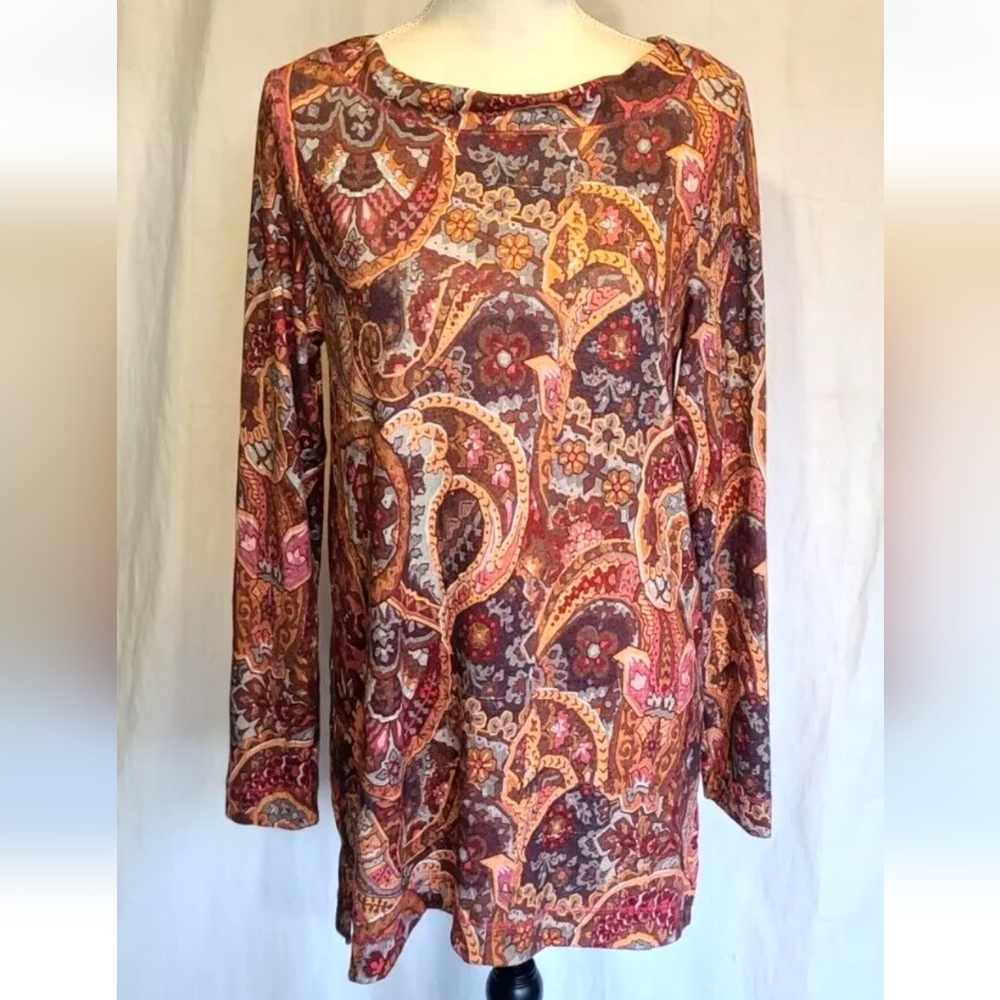 Soft Surroundings Multicolor Large Paisley Print Tunic Top Small
